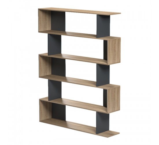 Βιβλιοθήκη Tetri sonoma-ανθρακί 121.8x25.4x158.8εκ Υλικό: 15mm Melamine Board 230-000151