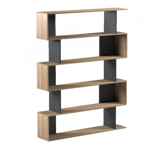Βιβλιοθήκη Tetri sonoma-ανθρακί 121.8x25.4x158.8εκ Υλικό: 15mm Melamine Board 230-000151