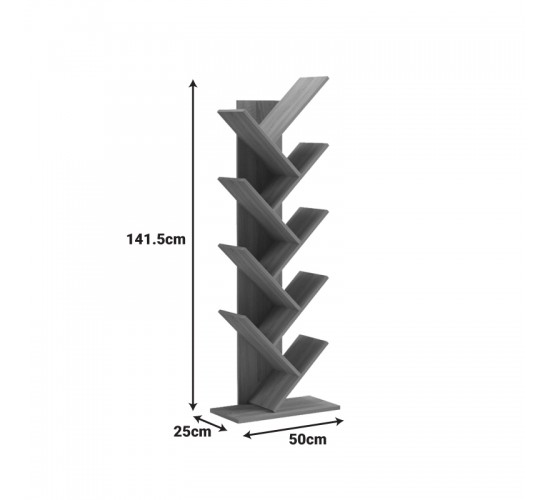 Βιβλιοθήκη Fyllo ανθρακί 50x25x141.5εκ Υλικό: 15mm Melamine Board 230-000155
