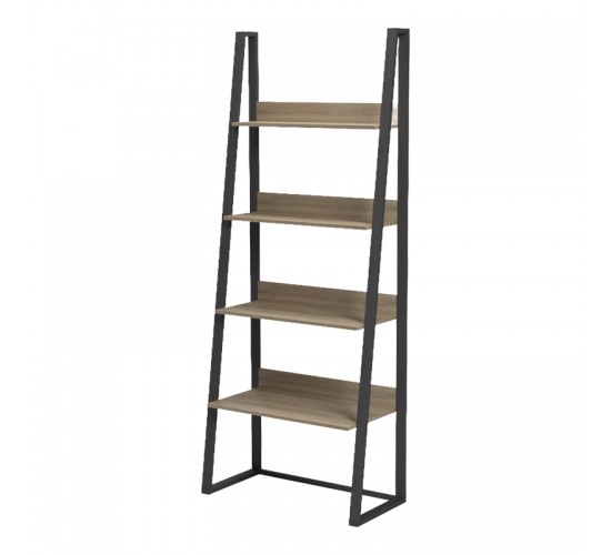 Βιβλιοθήκη-Ραφιέρα Alfa sonoma-μαύρο μέταλλο 75x36x185εκ Υλικό: 15mm Melamine Board-20*40mm Powder Coated Steel Tube 230-000156