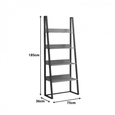 Βιβλιοθήκη-Ραφιέρα Alfa sonoma-μαύρο μέταλλο 75x36x185εκ Υλικό: 15mm Melamine Board-20*40mm Powder Coated Steel Tube 230-000156