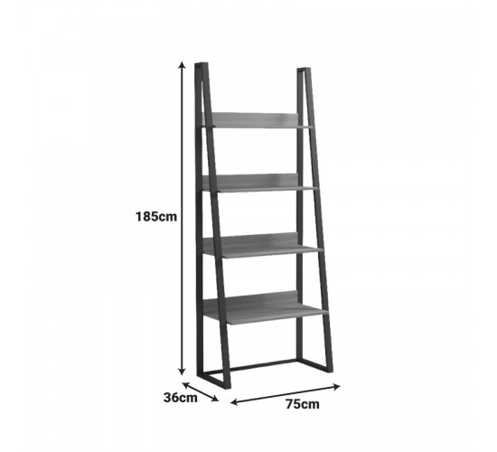 Βιβλιοθήκη-Ραφιέρα Alfa sonoma-μαύρο μέταλλο 75x36x185εκ Υλικό: 15mm Melamine Board-20*40mm Powder Coated Steel Tube 230-000156