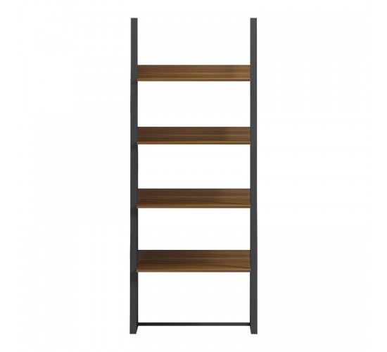 Βιβλιοθήκη-Ραφιέρα Alfa καρυδι-μαύρο μέταλλο 75x36x185εκ Υλικό: 15mm Melamine Board-20*40mm Powder Coated Steel Tube 230-000157