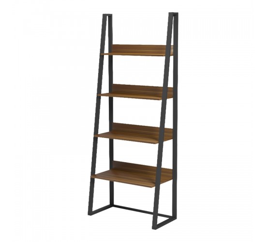Βιβλιοθήκη-Ραφιέρα Alfa καρυδι-μαύρο μέταλλο 75x36x185εκ Υλικό: 15mm Melamine Board-20*40mm Powder Coated Steel Tube 230-000157