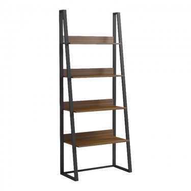 Βιβλιοθήκη-Ραφιέρα Alfa καρυδι-μαύρο μέταλλο 75x36x185εκ Υλικό: 15mm Melamine Board-20*40mm Powder Coated Steel Tube 230-000157