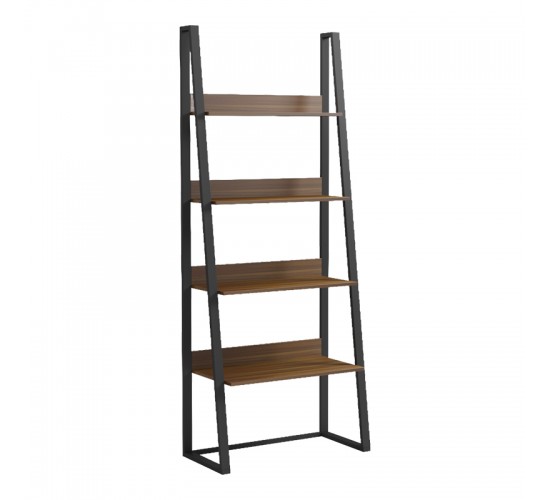Βιβλιοθήκη-Ραφιέρα Alfa καρυδι-μαύρο μέταλλο 75x36x185εκ Υλικό: 15mm Melamine Board-20*40mm Powder Coated Steel Tube 230-000157