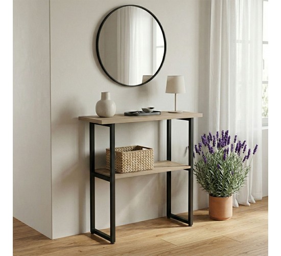 Κονσόλα Solain sonoma-μαύρο μέταλλο 79x29x85εκ Υλικό: 15MM MELANMINE BOARD - 25*25MM STEEL TUBE 230-000158