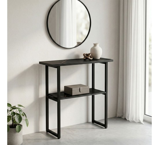 Κονσόλα Solain μαύρο εφε μαρμάρου-μαύρο μέταλλο 79x29x85εκ Υλικό: 15MM MELANMINE BOARD - 25*25MM STEEL TUBE 230-000159