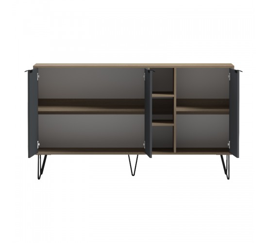 Μπουφές Balain sonoma-ανθρακί 142x35.5x83εκ Υλικό: 15mm Melamine Board -Steel black legs 230-000162
