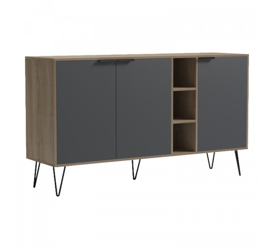 Μπουφές Balain sonoma-ανθρακί 142x35.5x83εκ Υλικό: 15mm Melamine Board -Steel black legs 230-000162