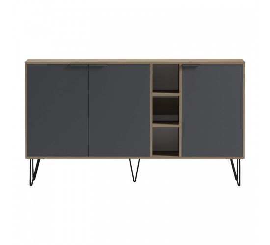 Μπουφές Balain sonoma-ανθρακί 142x35.5x83εκ Υλικό: 15mm Melamine Board -Steel black legs 230-000162