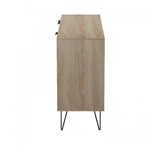 Μπουφές Balain sonoma-γκρι μπεζ όψη μαρμάρου 142x35.5x83εκ Υλικό: 15mm Melamine Board -Steel black legs 230-000163