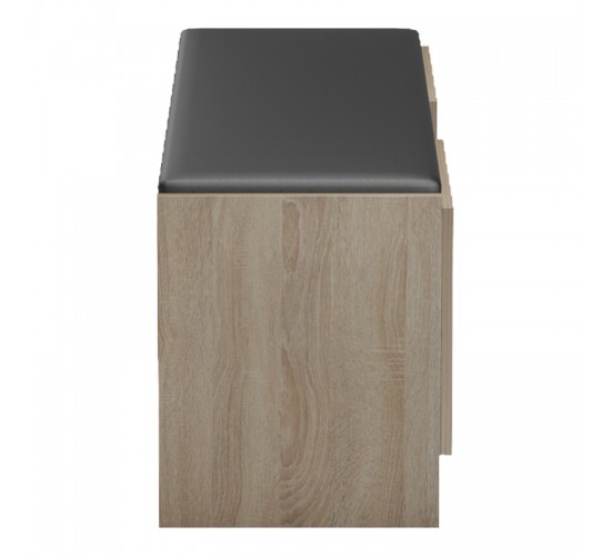 Παπουτσοθήκη-σκαμπό Zulla sonoma-μαύρο 110x37x43εκ Υλικό: 15MM MELANMINE BOARD - PU CUSHION 230-000164