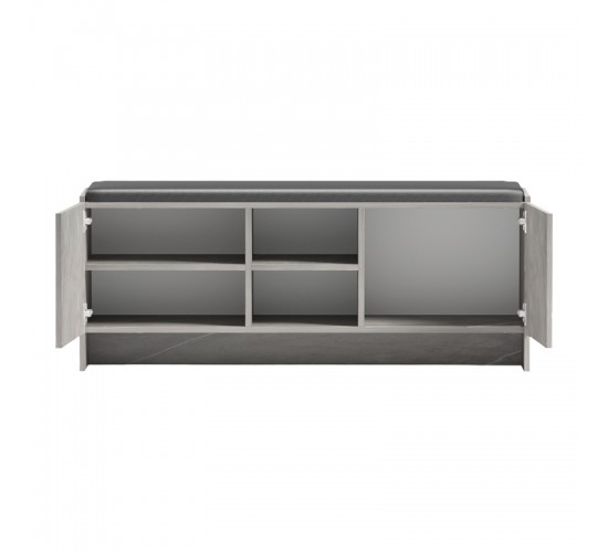 Παπουτσοθήκη-σκαμπό Zulla γκρι μπεζ εφε μαρμαρου-μαυρο 110x37x43εκ Υλικό: 15MM MELANMINE BOARD - PU CUSHION 230-000165