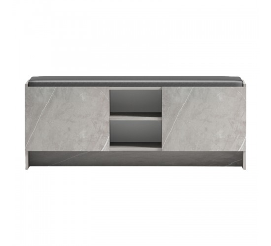 Παπουτσοθήκη-σκαμπό Zulla γκρι μπεζ εφε μαρμαρου-μαυρο 110x37x43εκ Υλικό: 15MM MELANMINE BOARD - PU CUSHION 230-000165