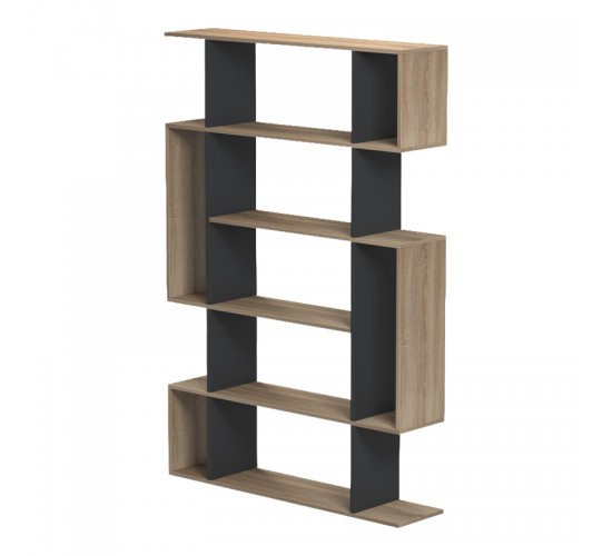 Βιβλιοθήκη Mito sonoma-ανθρακί 108.5x25x161εκ Υλικό: 15mm Melamine Board 230-000169