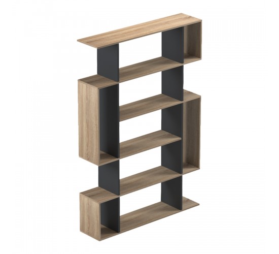 Βιβλιοθήκη Mito sonoma-ανθρακί 108.5x25x161εκ Υλικό: 15mm Melamine Board 230-000169