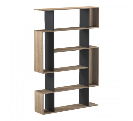 Βιβλιοθήκη Mito sonoma-ανθρακί 108.5x25x161εκ Υλικό: 15mm Melamine Board 230-000169