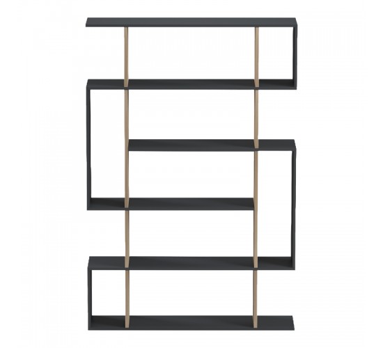 Βιβλιοθήκη Mito ανθρακί - sonoma 108.5x25x161εκ Υλικό: 15mm Melamine Board 230-000171