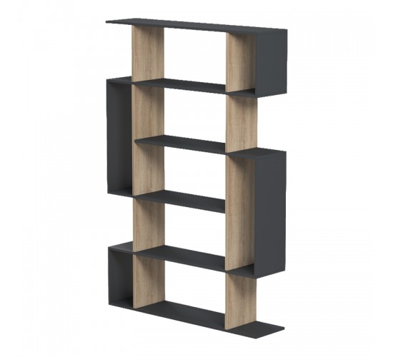 Βιβλιοθήκη Mito ανθρακί - sonoma 108.5x25x161εκ Υλικό: 15mm Melamine Board 230-000171
