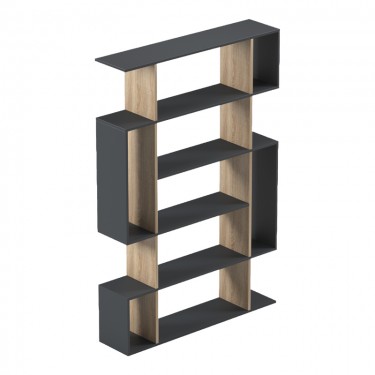 Βιβλιοθήκη Mito ανθρακί - sonoma 108.5x25x161εκ Υλικό: 15mm Melamine Board 230-000171