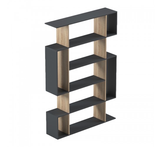 Βιβλιοθήκη Mito ανθρακί - sonoma 108.5x25x161εκ Υλικό: 15mm Melamine Board 230-000171