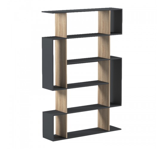 Βιβλιοθήκη Mito ανθρακί - sonoma 108.5x25x161εκ Υλικό: 15mm Melamine Board 230-000171