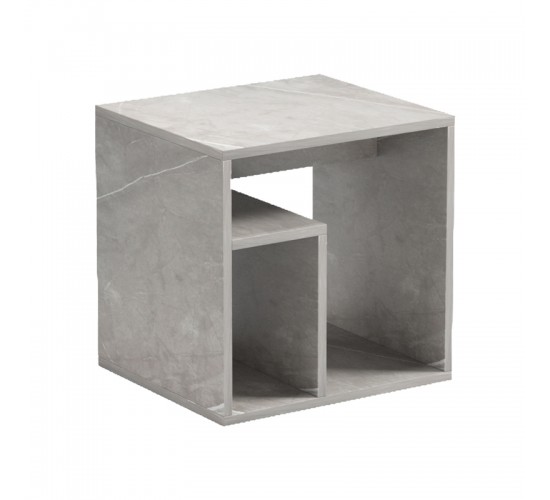 Βοηθητικό τραπέζι Doublo γκρι μπεζ μαρμαρου 40x35x40εκ Υλικό: 15mm MELAMINE 230-000183