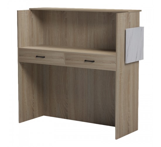 Γραφείο reception Optima με led sonoma-λευκή όψη μαρμάρου 110x40x110εκ Υλικό: Melamine 230-000186