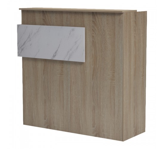 Γραφείο reception Optima με led sonoma-λευκή όψη μαρμάρου 110x40x110εκ Υλικό: Melamine 230-000186