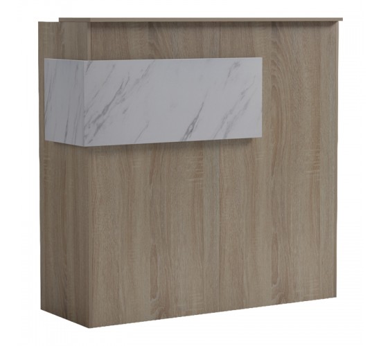 Γραφείο reception Optima με led sonoma-λευκή όψη μαρμάρου 110x40x110εκ Υλικό: Melamine 230-000186