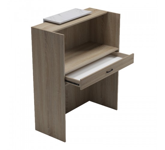 Γραφείο reception Zowel με led sonoma-λευκή όψη μαρμάρου 90x40x110εκ Υλικό: Melamine 230-000189