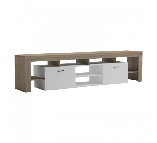 Έπιπλο τηλεόρασης Liner sonoma-λευκό 210x40x50εκ Υλικό: 15MM MELAMINE BOARD 230-000191