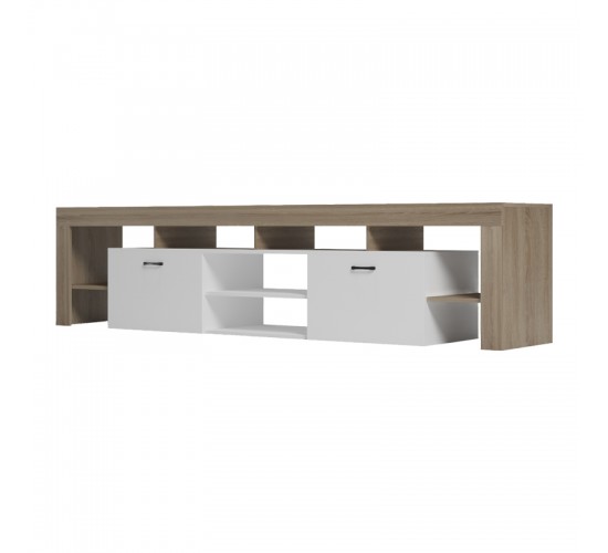 Έπιπλο τηλεόρασης Liner sonoma-λευκό 210x40x50εκ Υλικό: 15MM MELAMINE BOARD 230-000191
