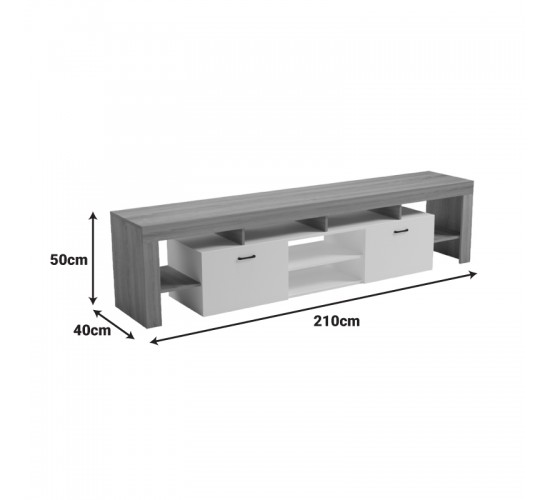 Έπιπλο τηλεόρασης Liner sonoma-λευκό 210x40x50εκ Υλικό: 15MM MELAMINE BOARD 230-000191