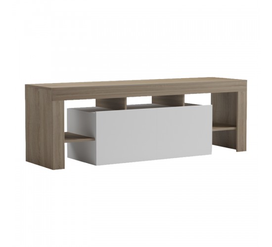 Έπιπλο τηλεόρασης Liner sonoma-λευκό 150x40x50εκ Υλικό: 15MM MELAMINE BOARD 230-000192