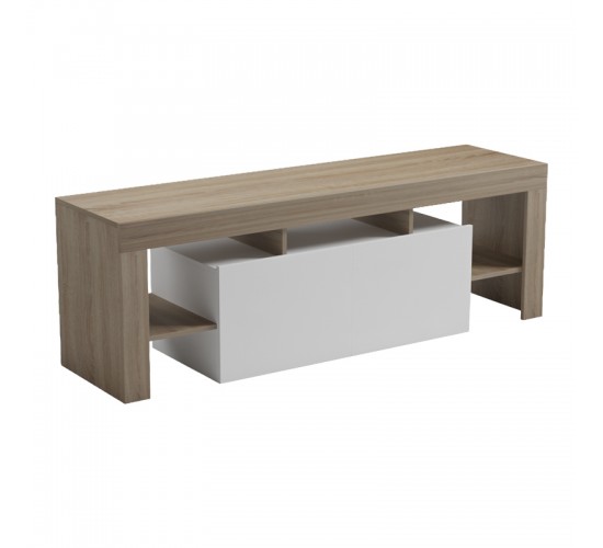 Έπιπλο τηλεόρασης Liner sonoma-λευκό 150x40x50εκ Υλικό: 15MM MELAMINE BOARD 230-000192