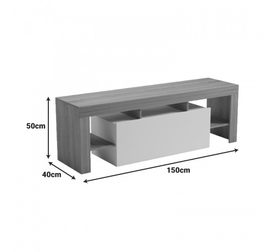 Έπιπλο τηλεόρασης Liner sonoma-λευκό 150x40x50εκ Υλικό: 15MM MELAMINE BOARD 230-000192