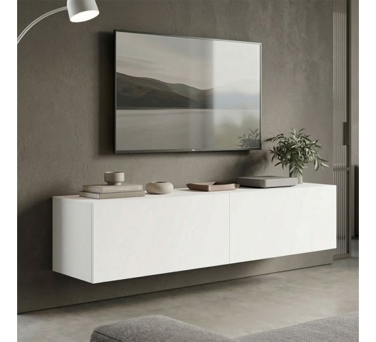 Έπιπλο τηλεόρασης επιτοίχιο με Led Rival λευκό 120x35x30εκ Υλικό: 15MM MELAMINE BOARD 230-000193