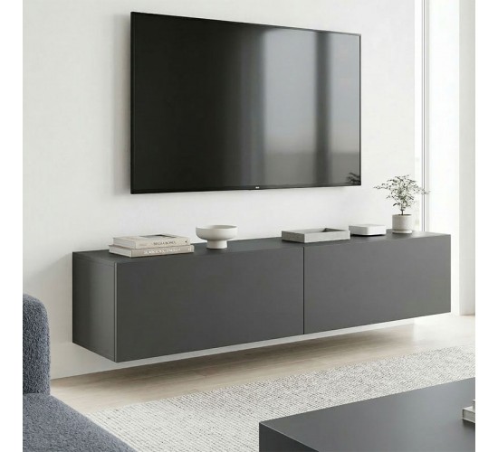 Έπιπλο τηλεόρασης επιτοίχιο με Led Rival ανθρακί 120x35x30εκ Υλικό: 15MM MELAMINE BOARD 230-000194