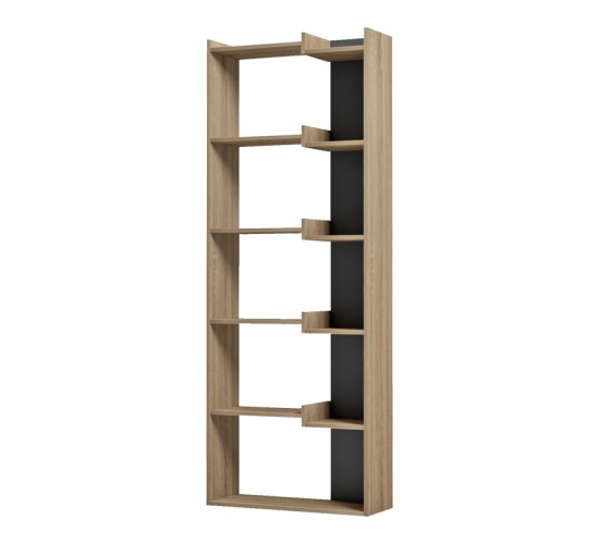 Βιβλιοθήκη Corpus sonoma - ανθρακί 61x22x162εκ Υλικό: 15mm Melamine Board 230-000220