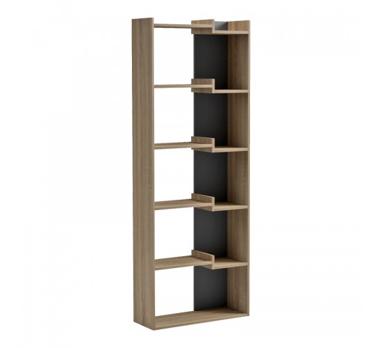 Βιβλιοθήκη Corpus sonoma - ανθρακί 61x22x162εκ Υλικό: 15mm Melamine Board 230-000220