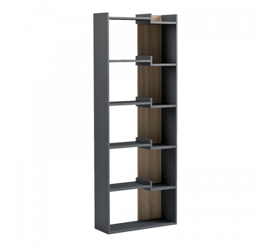 Βιβλιοθήκη Corpus ανθρακί-sonoma 61x22x162εκ Υλικό: 15mm Melamine Board 230-000221