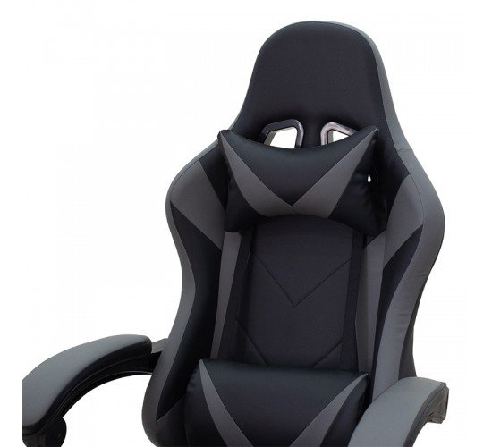 Καρέκλα γραφείου gaming με υποπόδιο Moza PU μαύρο-γκρι Υλικό: PU - PP - PVC 232-000004