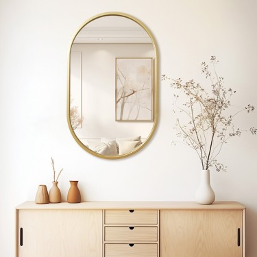 Καθρέπτης Ellipse χρυσό 50x2x80εκ Υλικό: CLIPBOARD WITH MELAMINE COATING 233-000013