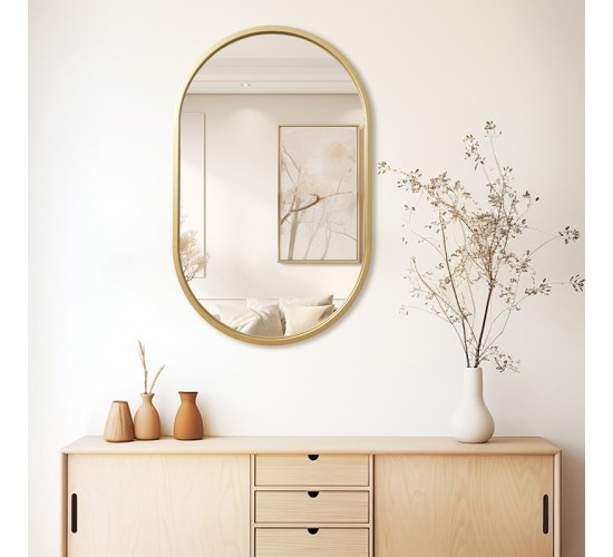 Καθρέπτης Ellipse χρυσό 50x2x80εκ Υλικό: CLIPBOARD WITH MELAMINE COATING 233-000013