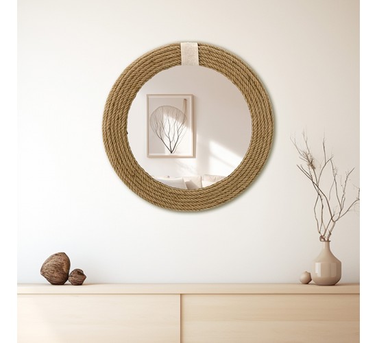 Καθρέπτης Rope φυσικό 60x2x60εκ Υλικό: CLIPBOARD WITH MELAMINE COATING 233-000015