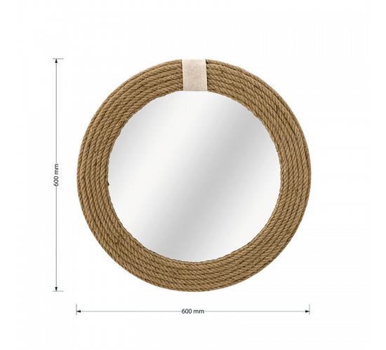 Καθρέπτης Rope φυσικό 60x2x60εκ Υλικό: CLIPBOARD WITH MELAMINE COATING 233-000015