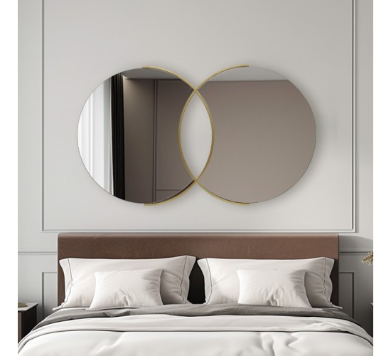 Καθρέπτης διπλός Miryata μέταλλο σε χρυσή απόχρωση 105x3x60εκ Υλικό: METAL - GLASS 233-000036