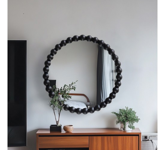 Καθρέπτης Specio ξύλο σε μαύρη απόχρωση Φ60x4.5εκ Υλικό: FIR WOOD - GLASS 233-000040